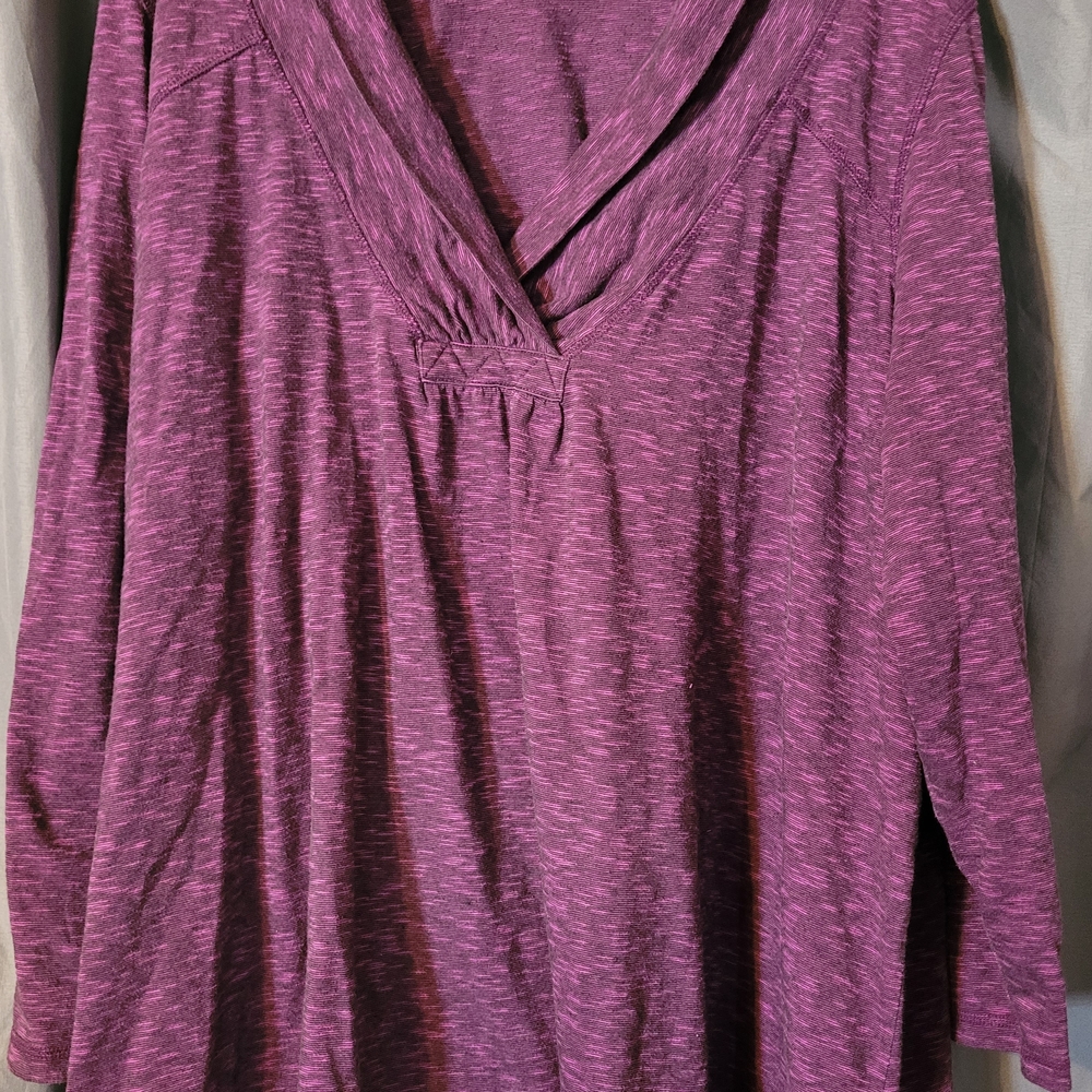 Pink and Purple Ruched 3/4 Sleeve Tunic